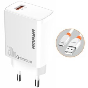 МЗП Amaya E57S QC3.0 20W (1USB-A) + кабель USB to Type-C