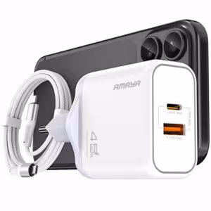 МЗП Amaya E580T PD45W+QC3.0 GaN (1USB-A/1C) + кабель Type-C to Type-C