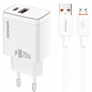 МЗП Amaya E67D PD20W+QC3.0 (1USB-A/1C) + кабель USB to MicroUSB