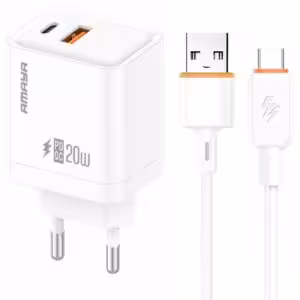 МЗП Amaya E77D PD20W+QC3.0 (1USB-A/1C) + кабель USB to Type-C