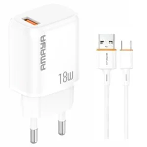 МЗП Amaya U79S QC3.0 18W (1USB-A) + кабель USB to Type-C