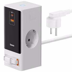 Подовжувач Baseus OS PowerCombo PD65W+QC3.0 (1USB-A/2C/2Socket) (1.5m) (PSLR000)