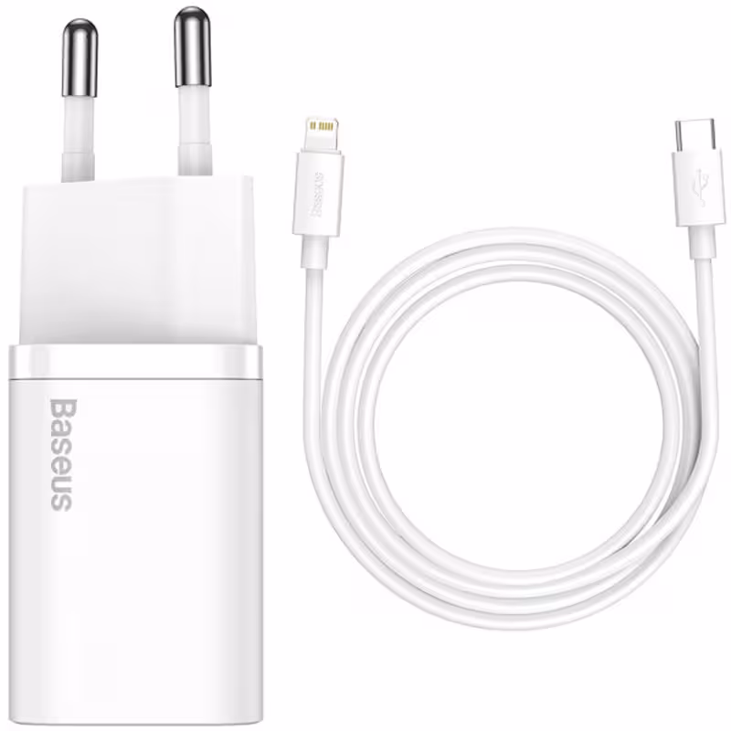 МЗП Baseus Super Si Quick Charger 20W (1USB-C) + кабель Type-C to Lightning (TZCCSUP-B)