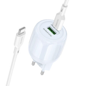МЗП Borofone BA93A Lustrous PD20W+QC3.0 (1USB-A/1C) + кабель Type-C to Type-C