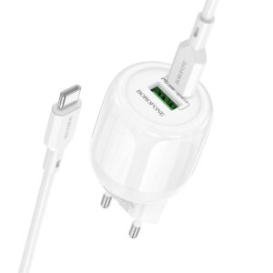 МЗП Borofone BA93A Lustrous PD20W+QC3.0 (1USB-A/1C) + кабель Type-C to Type-C