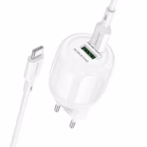 МЗП Borofone BA93A Lustrous PD20W+QC3.0 (1USB-A/1C) + кабель Type-C to Type-C
