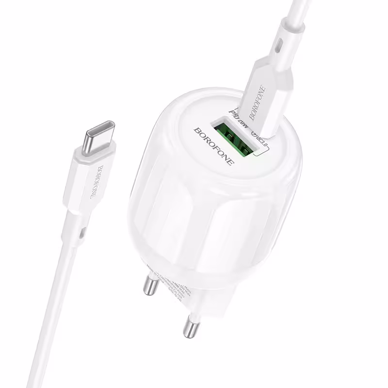 МЗП Borofone BA93A Lustrous PD20W+QC3.0 (1USB-A/1C) + кабель Type-C to Type-C