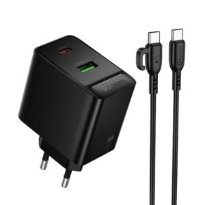 МЗП Borofone BAS17A Erudite PD65W+QC3.0 (1USB-A/1C) + кабель Type-C to Type-C