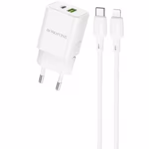 МЗП Borofone BN14 Royal PD30W+QC3.0 (1USB-A/1C) + кабель Type-C to Lightning