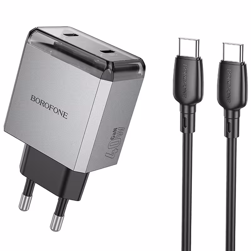 МЗП Borofone BN21 Lena PD40W+QC3.0 (2USB-C) + кабель Type-C to Type-C