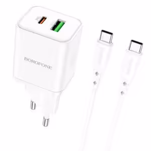 МЗП Borofone BN7 PD20W+QC3.0 (1USB-A/1C) + кабель Type-C to Type-C