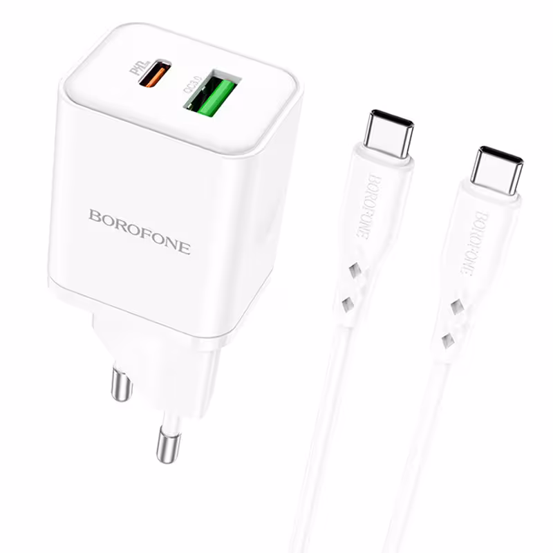 МЗП Borofone BN7 PD20W+QC3.0 (1USB-A/1C) + кабель Type-C to Type-C