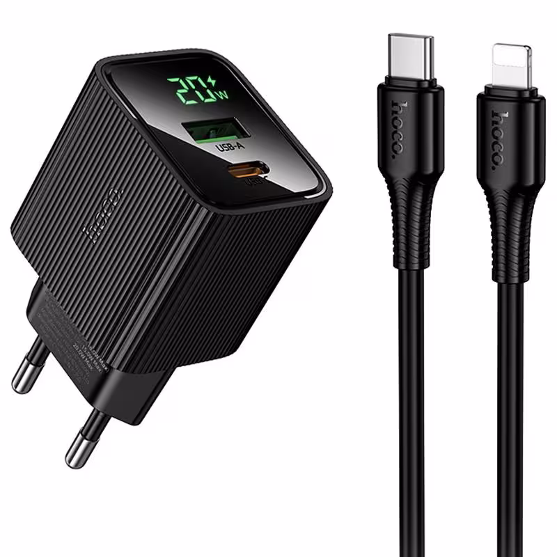 МЗП Hoco CS83A Excellent with digital display PD20W+QC3.0 (1USB-A/1C) + кабель Type-C to Lightning