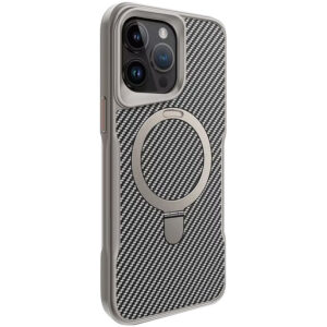 TPU+PC чохол Metal Buttons with Magnetic Fit Carbon Ring для Apple iPhone 15 Pro Max (6.7")