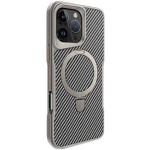 TPU+PC чохол Metal Buttons with Magnetic Fit Carbon Ring для Apple iPhone 16 Pro Max (6.9")