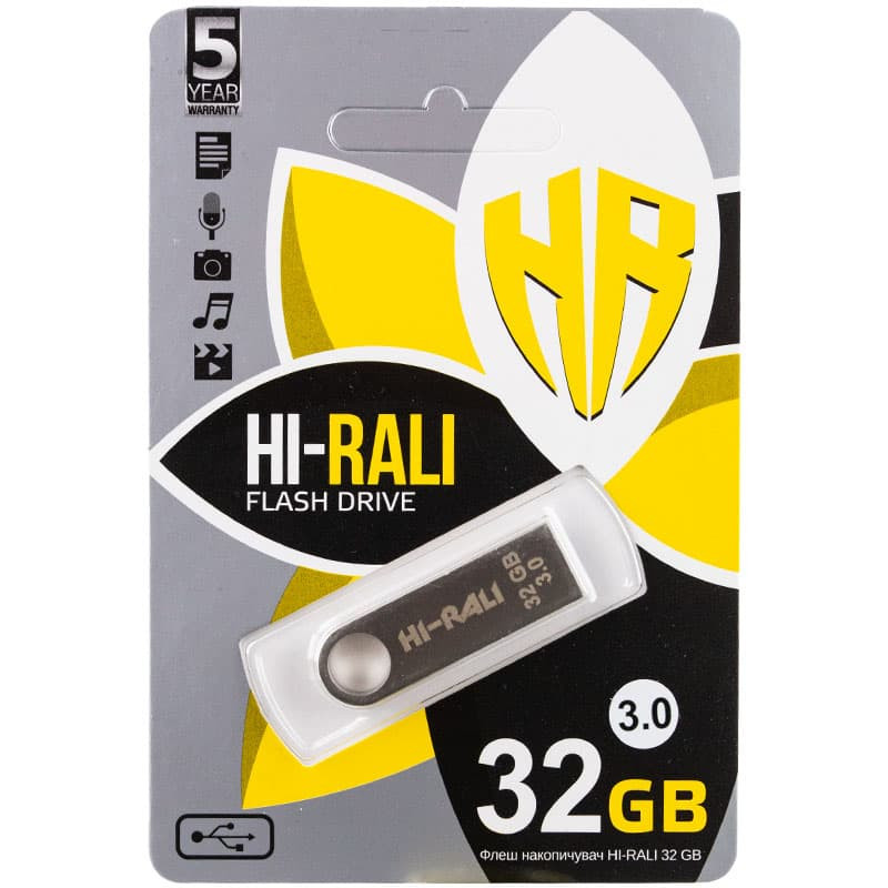 Флеш-накопичувач Hi-Rali Shuttle USB 3.0 Срібна серія — 32GB