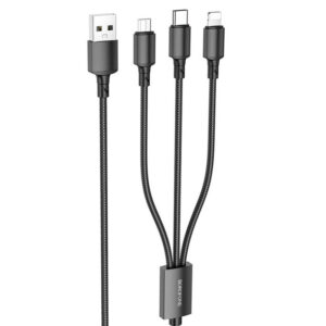 Дата кабель Borofone BX72 USB to Lightning /MicroUSB/Type-C 2A (1m)