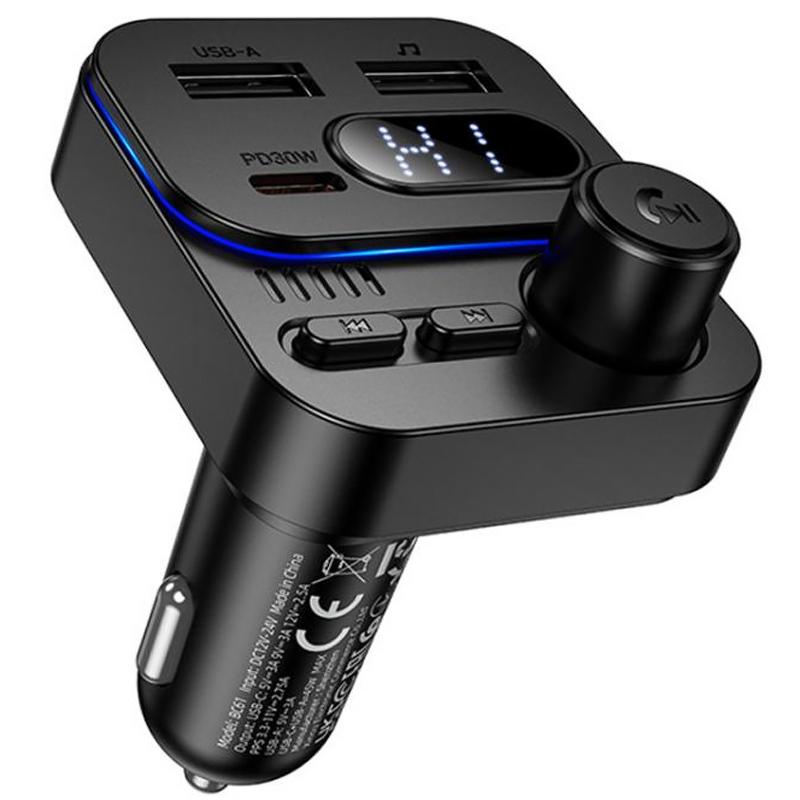 АЗП FM модулятор Borofone BC61 Ocean PD30W+QC3.0 total 45W (2USB-A/1C)