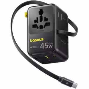 Мережевий універсальний перехідник Baseus AG11 45W with retractable cable (2USB-A/1C/1Socket) (E0307F)