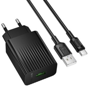 МЗП Borofone BAS72A Source QC3.0 (1USB-A) + кабель USB to Type-C