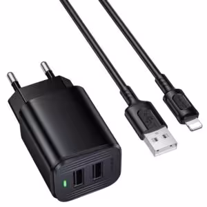 МЗП Borofone BAS81A Star 10.5W (2USB-A) + кабель USB to Lightning