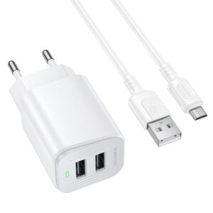 МЗП Borofone BAS81A Star 10.5W (2USB-A) + кабель USB to MicroUSB