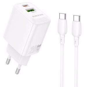 МЗП Borofone BN27 Fuente PD20W+QC3.0 (1USB-A/1C) + кабель Type-C to Type-C