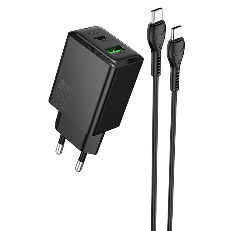 МЗП Hoco N71 Nuevo PD30W+QC3.0 (1USB-A/1C) + кабель Type-C to Type-C