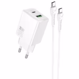 МЗП Hoco N71 Nuevo PD30W+QC3.0 (1USB-A/1C) + кабель Type-C to Type-C