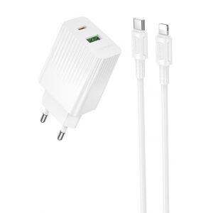 Уцінка МЗП Borofone BAS76A Source PD30W+QC3.0 (1USB-A/1C) + кабель Type-C to Lightning