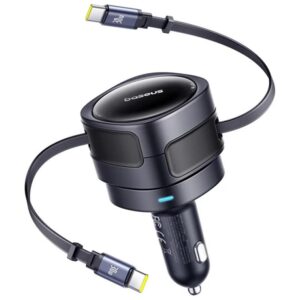 АЗП Baseus Enjoyment Max PD60W with retractable cable (2USB-C) (C00035507121)