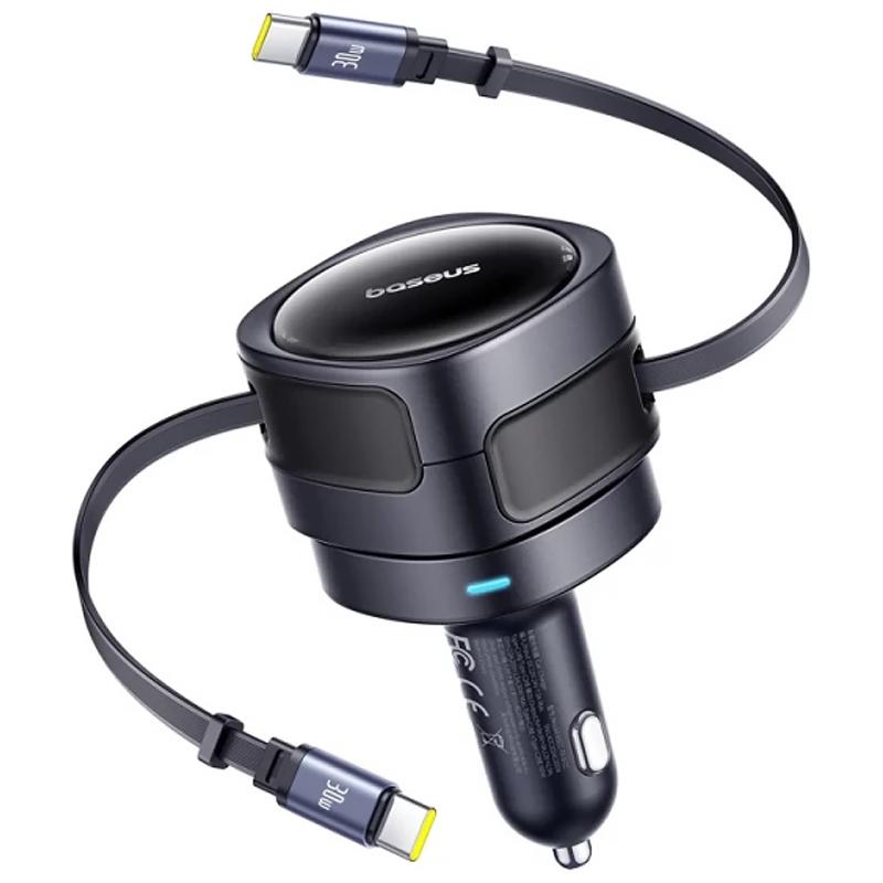 АЗП Baseus Enjoyment Max PD60W with retractable cable (2USB-C) (C00035507121)