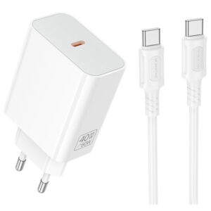 МЗП Borofone BA109A Star PD40W (1USB-C) + кабель Type-C to Type-C