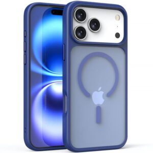 Стильний синій чохол TPU+PC з металевими кнопками для iPhone 17 Pro Max.