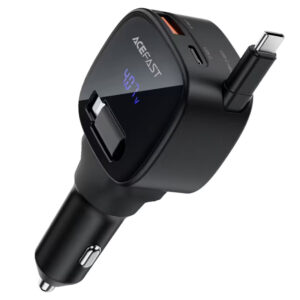 АЗП Acefast B17 PD30W+QC3.0 total 95W (1USB-A/1C) with retractable cable Type-C