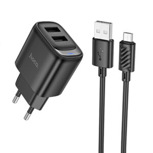 МЗП Hoco C141A Smart 2.1A (2USB-A) + кабель USB to MicroUSB