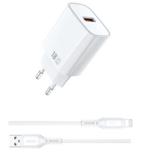 МЗП WIWU G006 Essen QC3.0 18W GaN (1USB-A) + кабель USB to Lightning