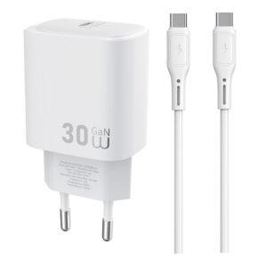 МЗП WIWU G008 Essen PD30W GaN (1USB-C) + кабель Type-C to Type-C
