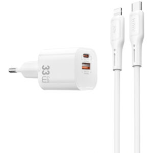 МЗП WIWU G018 Cube PD33W+QC3.0 GaN (1USB-A/1C) + кабель Type-C to Lightning