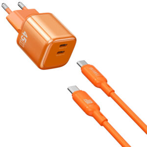 МЗП WIWU G025 Cube PD45W (2USB-C) + кабель Type-C to Type-C