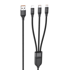 Дата кабель Hoco U104 Ultra 3in1 USB to Lightning/Type-C/MicroUSB 66W (1.2m)