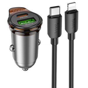 АЗП Hoco NZ16A Rigorous 43W (1USB-A/1C) + кабель Type-C to Lightning