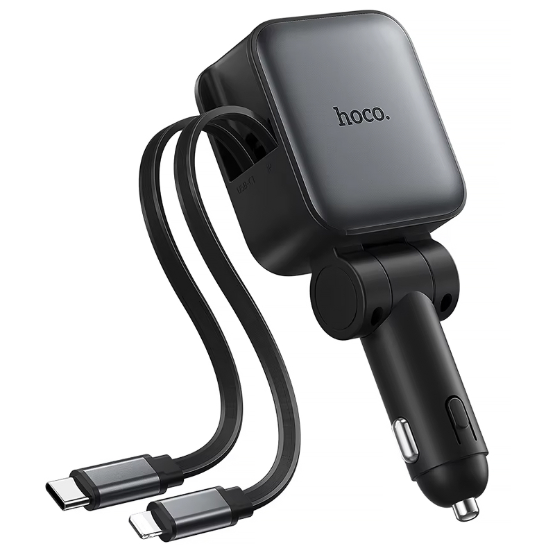 АЗП Hoco Z67A Triunfar PD45W+QC3.0 total 60W with retractable cables (1USB-A/2C/1L)