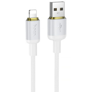 Дата кабель Hoco X128 Benefit USB to Lightning білого кольору.