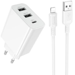 МЗП Borofone BA105A Stellar 15W (2USB-A/1C) + кабель USB to Lightning