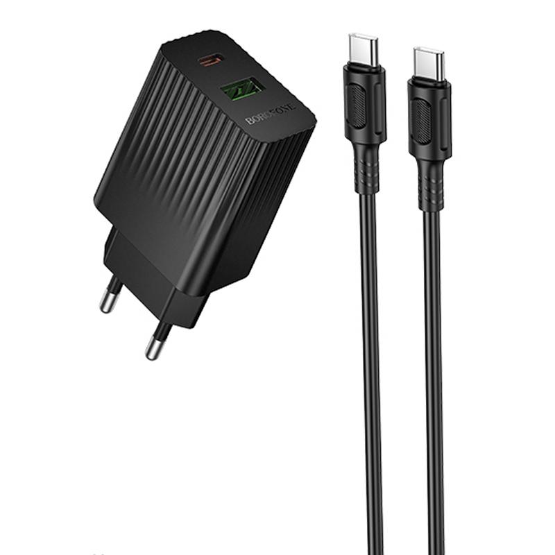 МЗП Borofone BAS76A Source PD30W+QC3.0 (1USB-A/1C) + кабель Type-C to Type-C