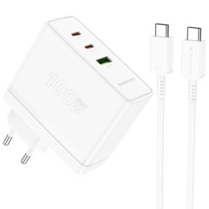 МЗП Borofone BN11 Imperial PD100W+QC3.0 (1USB-A/2C) + кабель Type-C to Type-C
