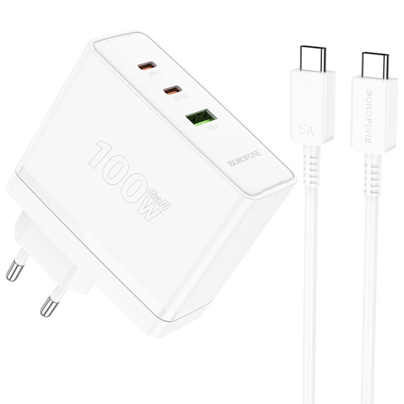 МЗП Borofone BN11 Imperial PD100W+QC3.0 (1USB-A/2C) + кабель Type-C to Type-C