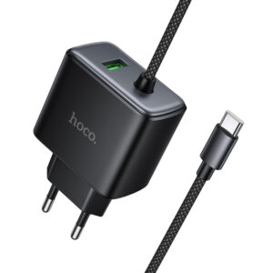 МЗП Hoco C164A New PD30W+QC3.0 (1USB-A/1C) + встроенный кабель Type-C