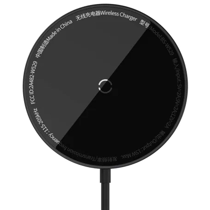 Бездротовий зарядний пристрій Baseus Simple Mini3 Magnetic Wireless Charger чорного кольору.